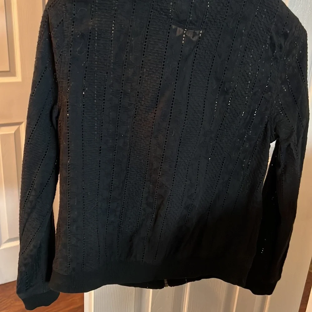 Octavia - Black Eyelet Bomber Jacket - Cotton - Small - Picture 2 of 5